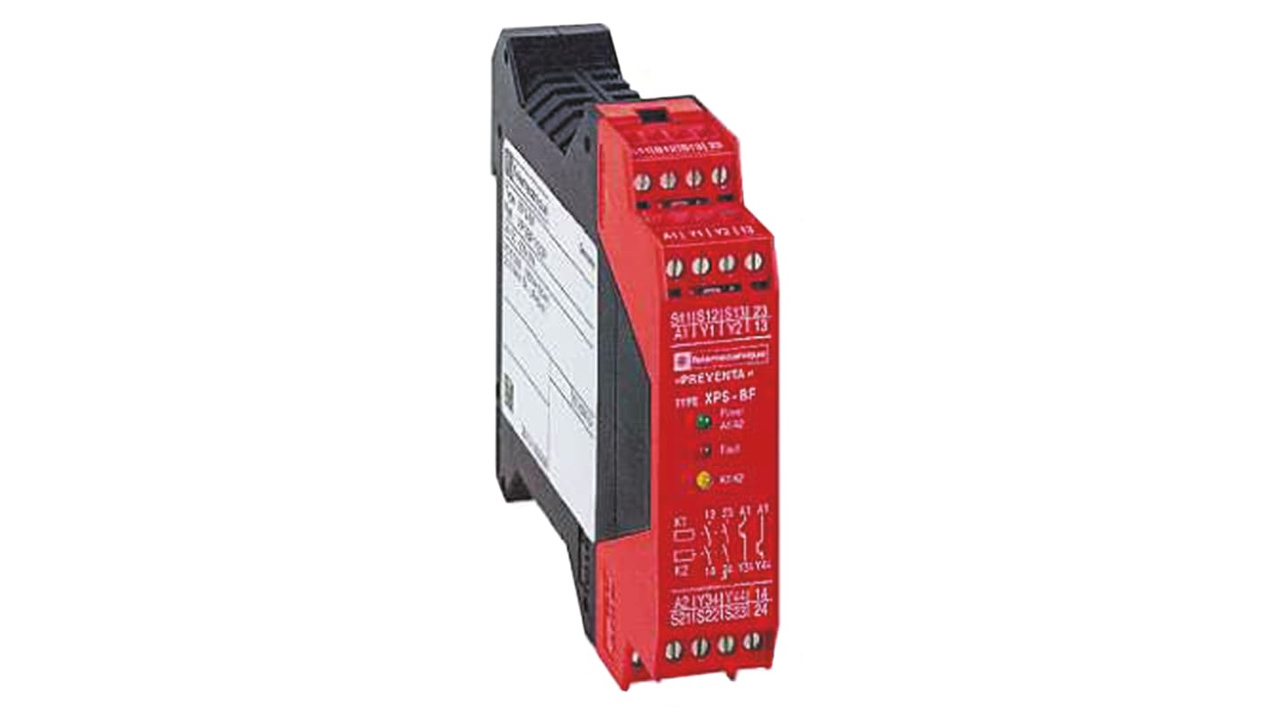 Schneider Electric XPS BF Sicherheitsrelais, 24V dc, 1-Kanal, 2 Sicherheitskontakte Zweihandsteuerung, 4 ISO 13849-1 3