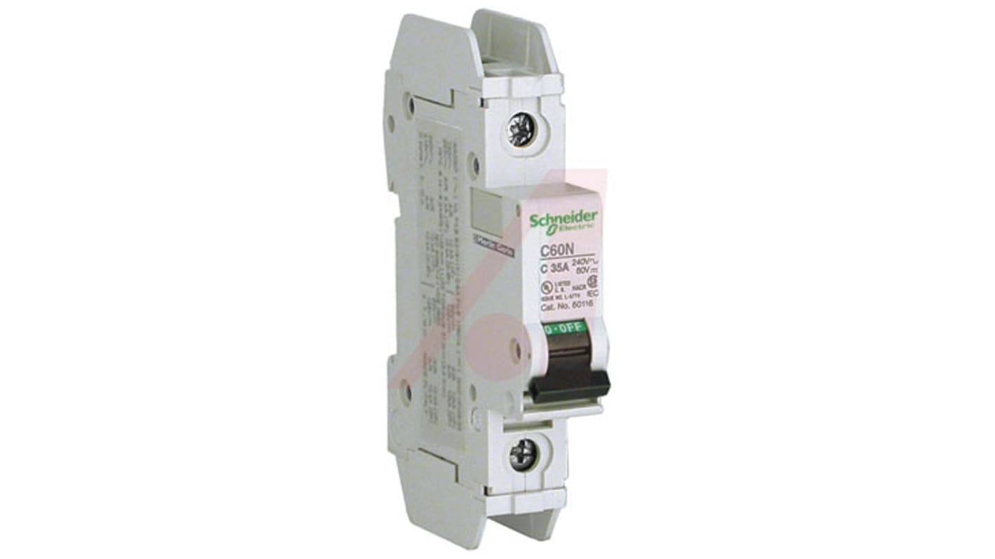 Schneider Electric C60 MCB Mini Circuit Breaker1P, 2A Curve C, 120 → 240V AC, 60V DC, 10 kA Breaking Capacity