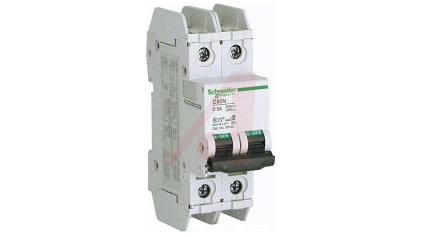 Schneider Electric C60 MCB Mini Circuit Breaker2P, 35A Curve C, 120 → 240V AC, 125V DC, 20 kA Breaking Capacity