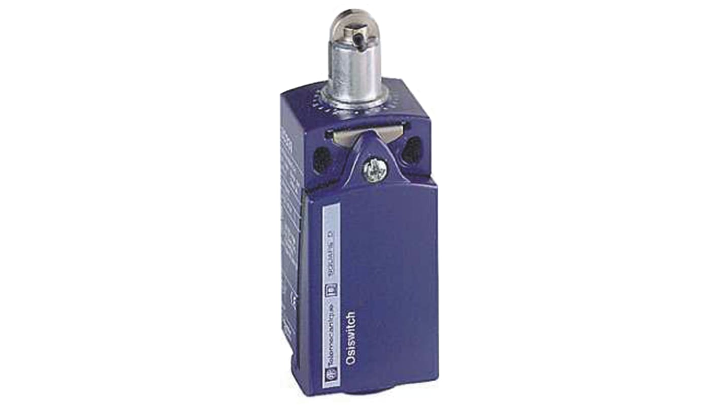 Telemecanique Sensors OsiSense XC Series Roller Plunger Limit Switch, NO/NC, IP66, IP67, DPST, Zamak Zinc Alloy