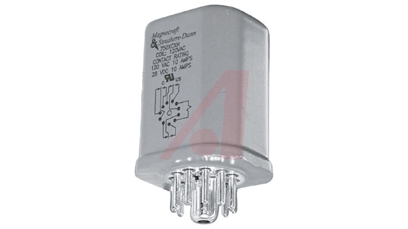 Relé de potencia sin enclavamiento Schneider Electric de 3 polos, 3PDT, bobina 120V ac, 12A, enchufable