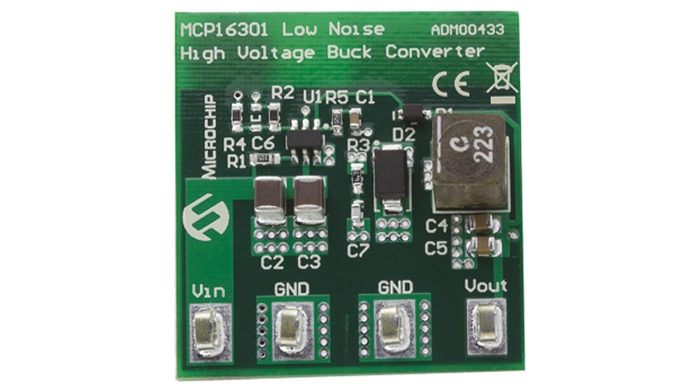 Microchip MCP16301 Evaluierungsplatine Abwärtswandler , 5V/600mA Low Noise Evaluation Board DC/DC-Konverter