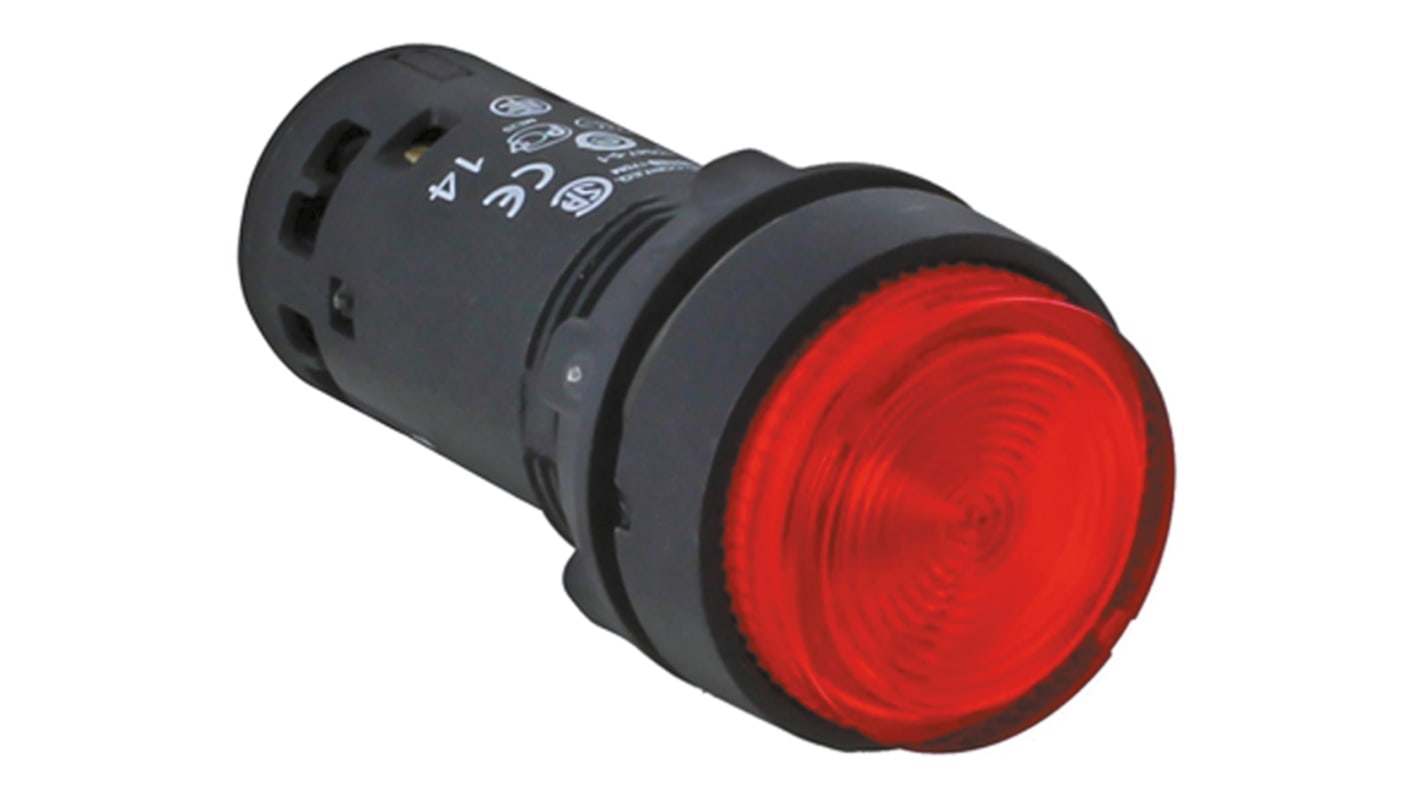 Pulsador Schneider Electric Harmony XB7, color de botón Rojo, SPST, Montaje en Panel, iluminado, 24V