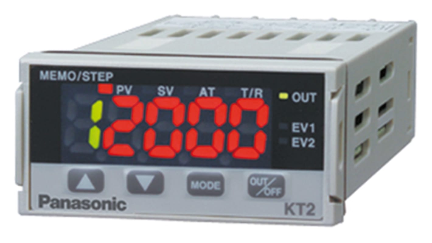 Panasonic KT2 PID Temperature Controller, 48 x 24mm, 1 Output Relay, 100 → 240 V ac Supply Voltage