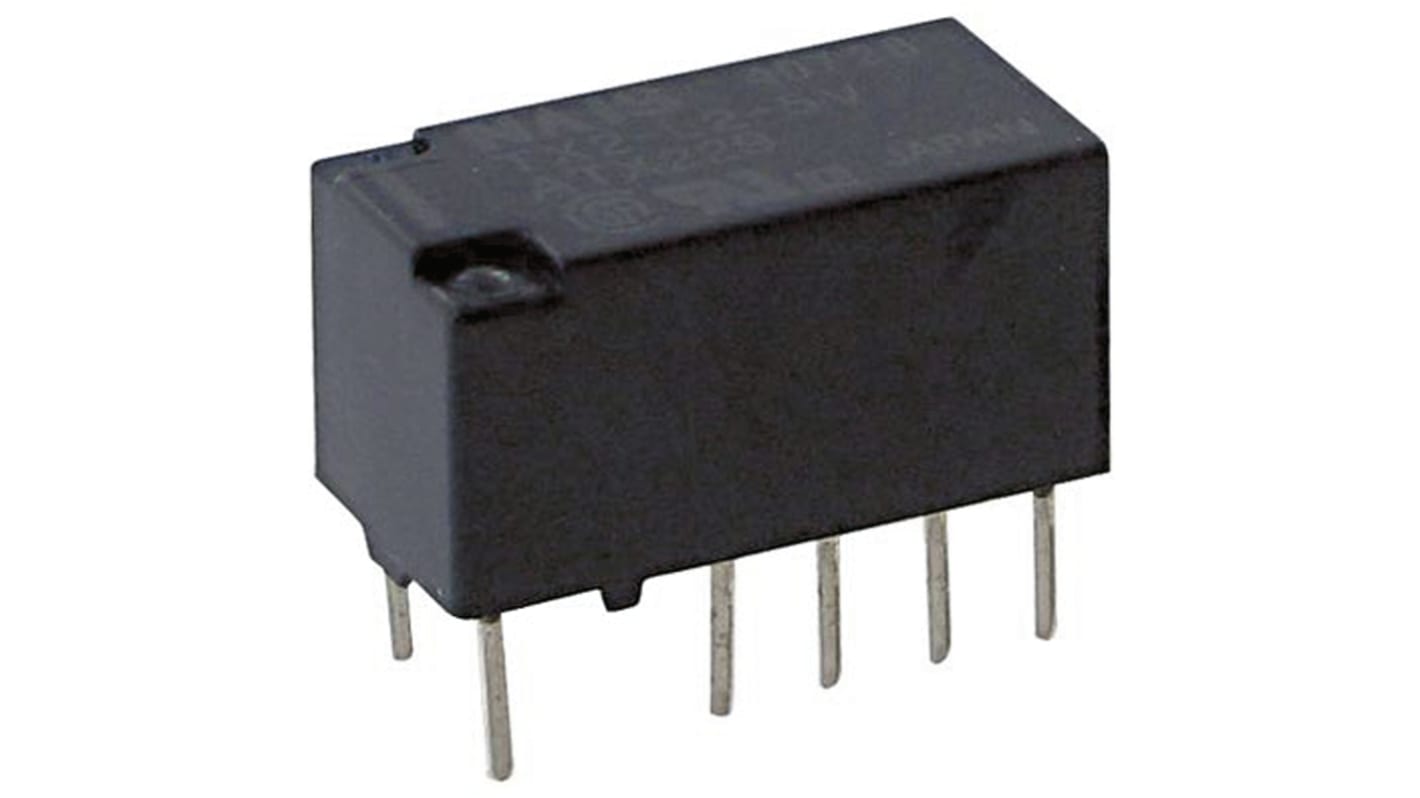 Panasonic PCB Mount Latching Signal Relay, 5V dc Coil, 2A Switching Current, DPDT