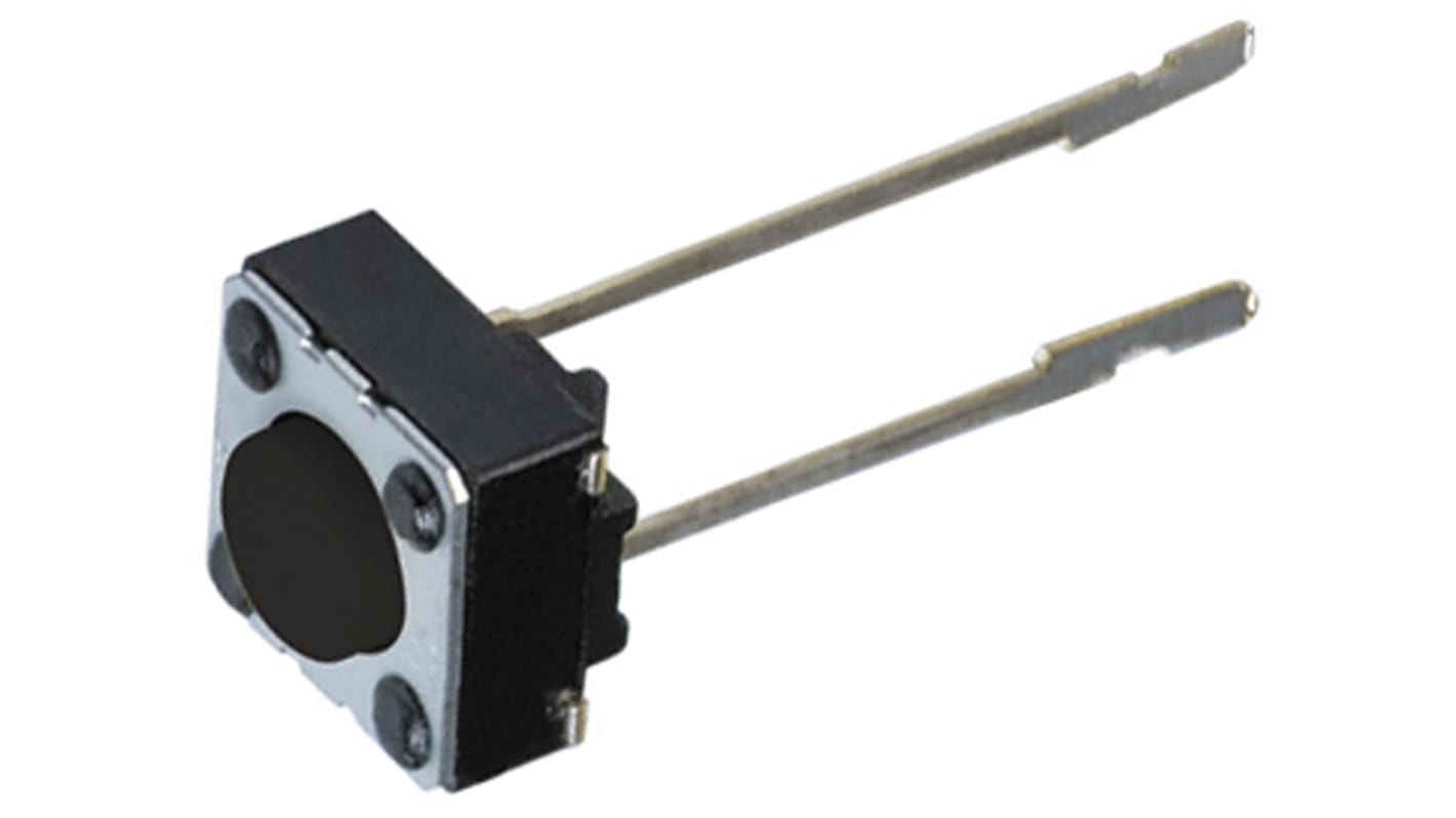 Black Push Plate Tactile Switch, SPST 20 mA 7mm