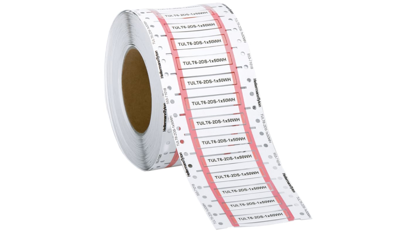 HellermannTyton TULT DS White Heatshrink Labels, 4.8mm Width, 50mm Height, 1000 Qty