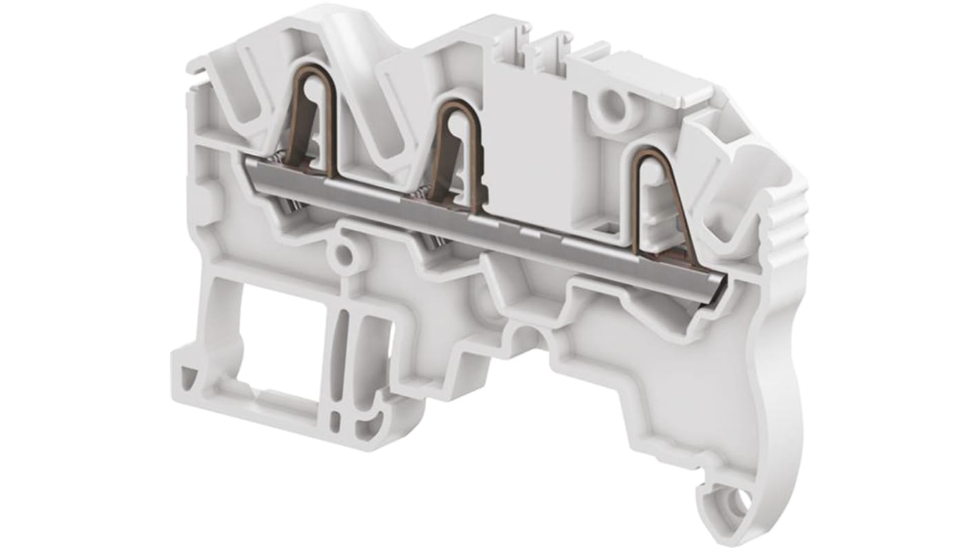 Entrelec ZK2.5 Series Grey Standard Din Rail Terminal, 2.5mm², Single-Level, Spring Clamp Termination