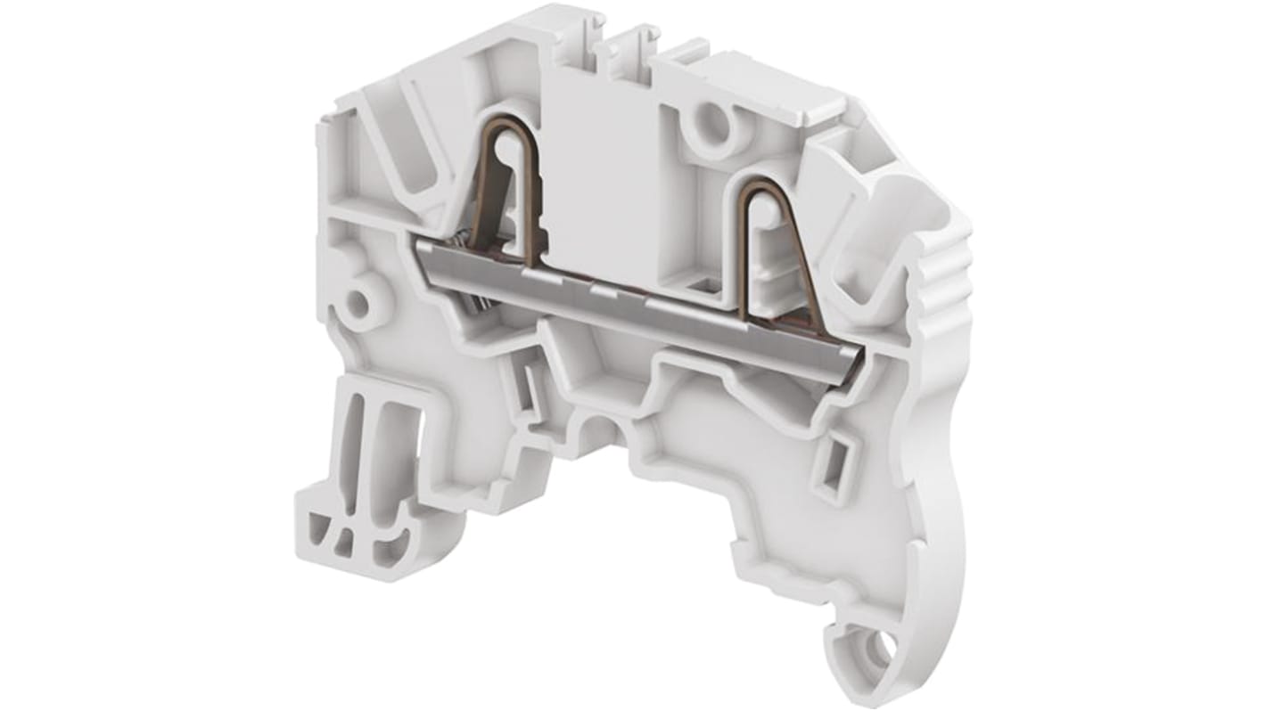 Entrelec ZK2.5 Series Grey Standard Din Rail Terminal, 2.5mm², Single-Level, Spring Clamp Termination