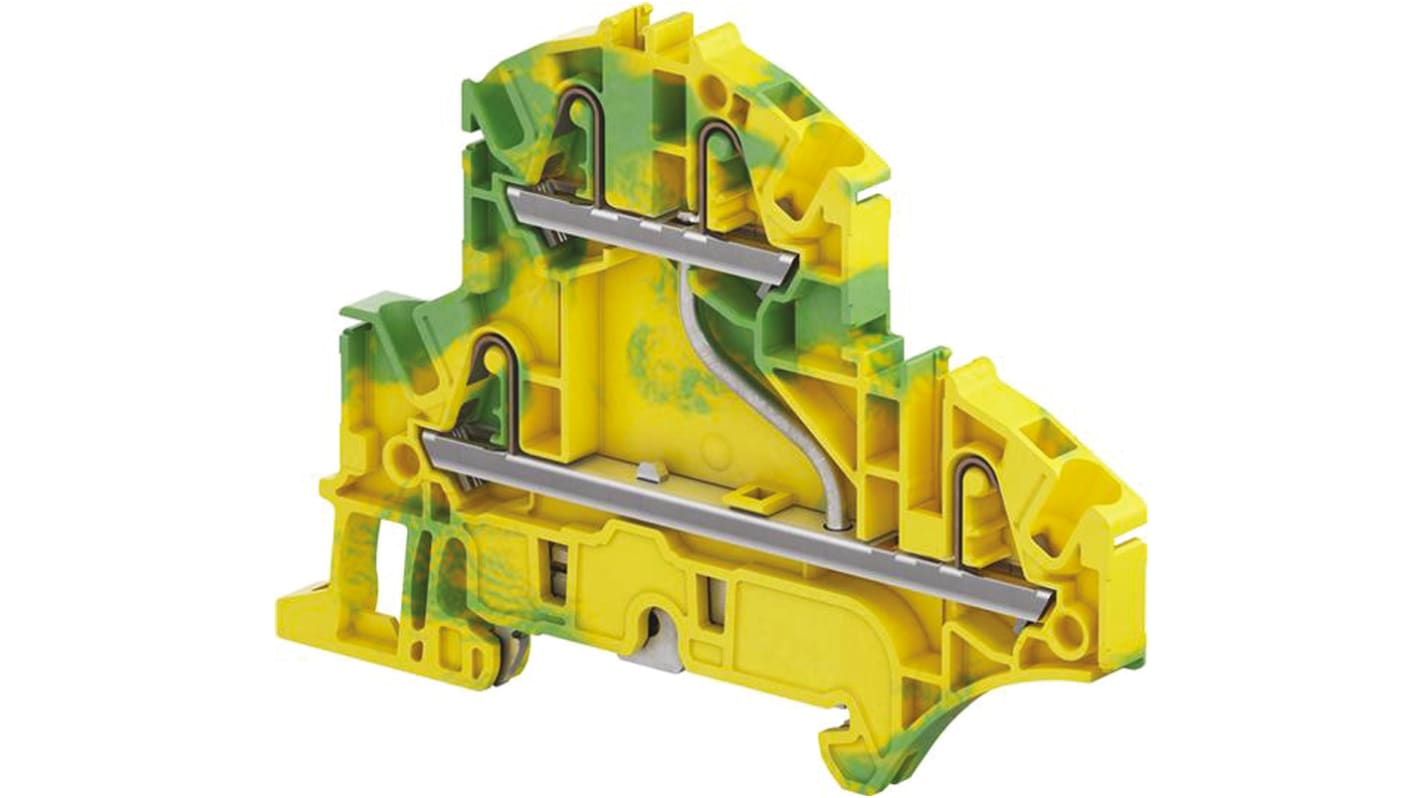 Morsetto per guida DIN standard Entrelec, Verde, Giallo, livello Doppio