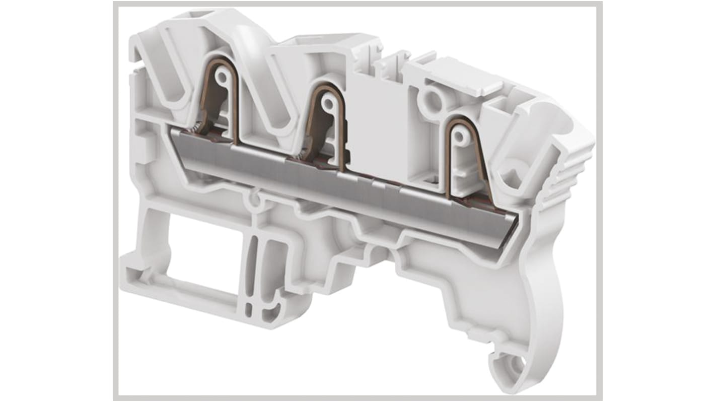 Entrelec ZK4 Series Grey Feed Through Terminal Block, 4mm², Single-Level, Spring Clamp Termination