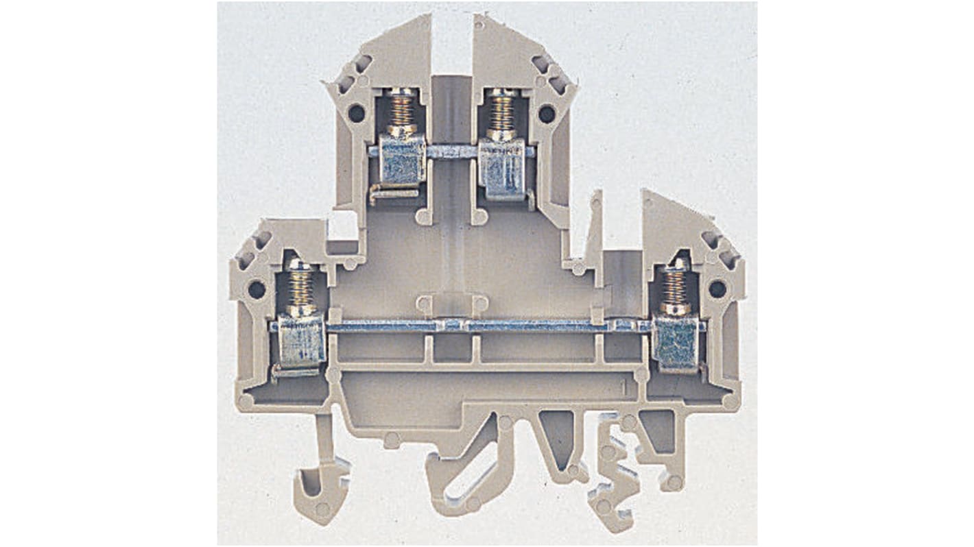 RS PRO Brown Non-Fused DIN Rail Terminal, 0.2 → 2.5mm², Double-Level, Screw Down Termination