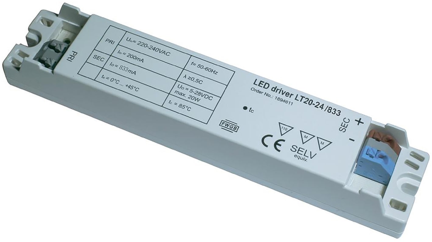 Friwo, 15 → 24V Output, 20W Output, 0 → 833mA Output, Constant Current / Constant Voltage