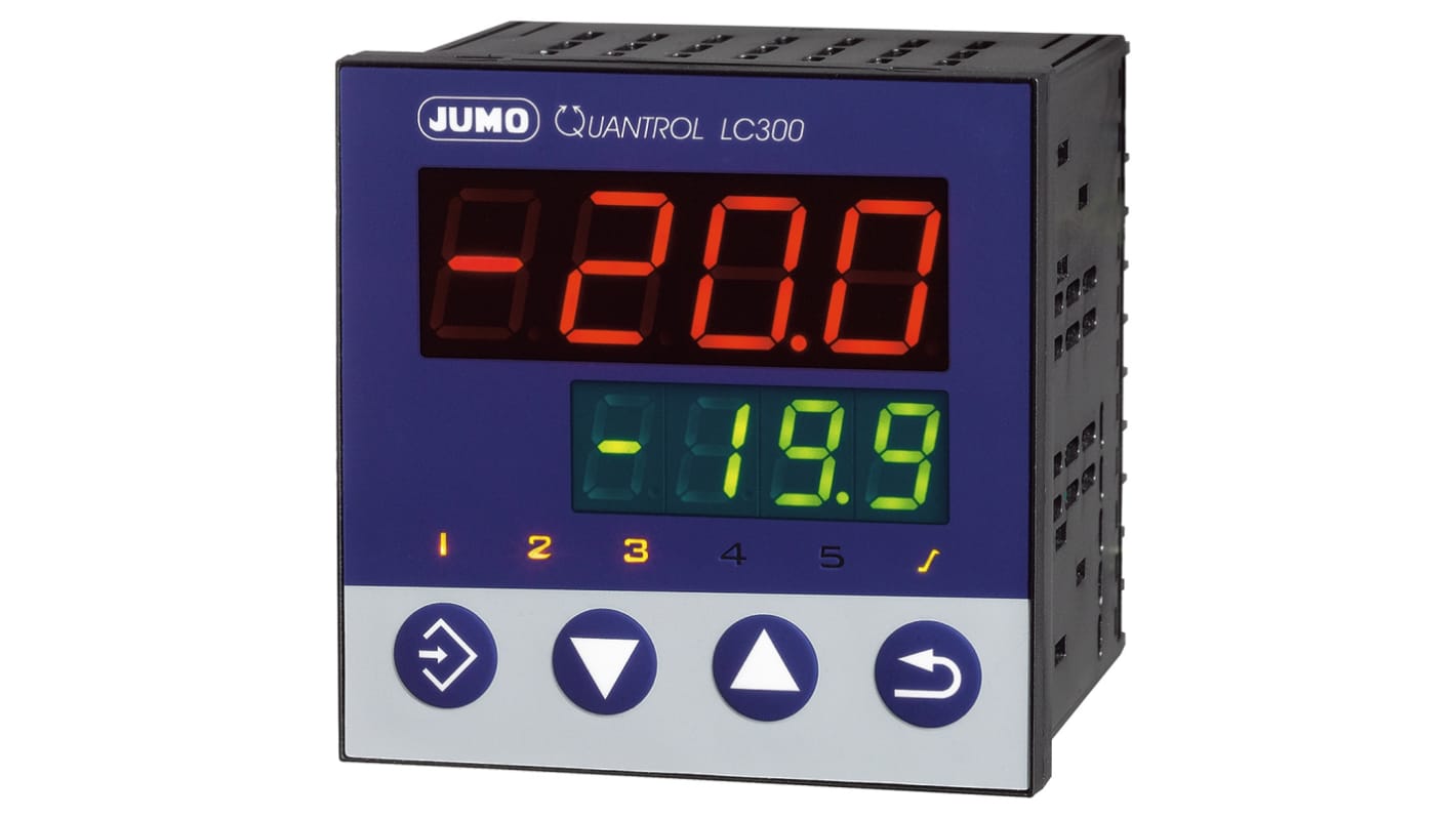 Jumo QUANTROL PID Temperature Controller, 96 x 96mm, 2 Output Analogue, 20 → 30 V ac/dc Supply Voltage