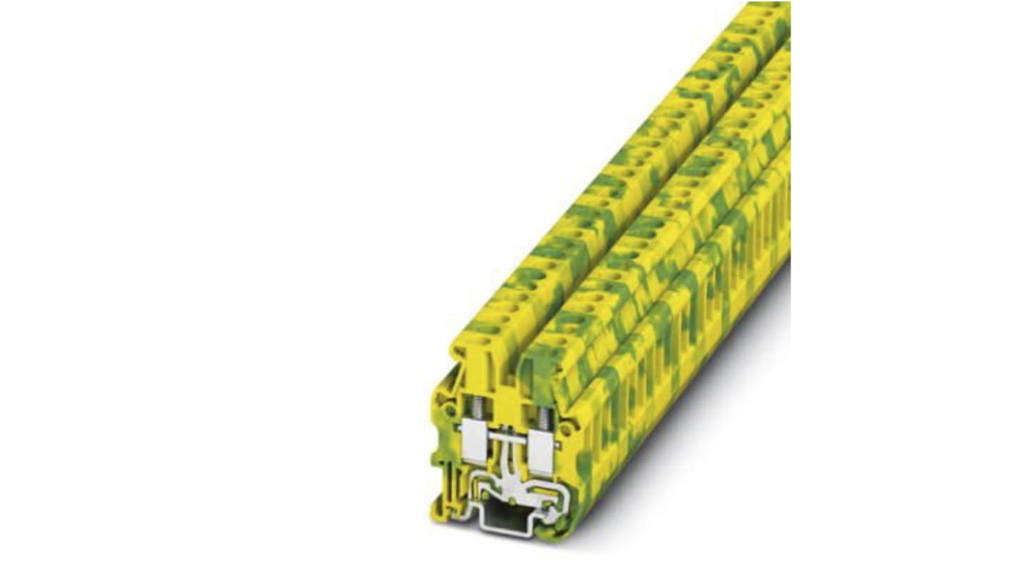 Phoenix Contact MUT 2.5-PE Series Green/Yellow Earth Terminal Block, 2.5mm², Single-Level, Screw Termination