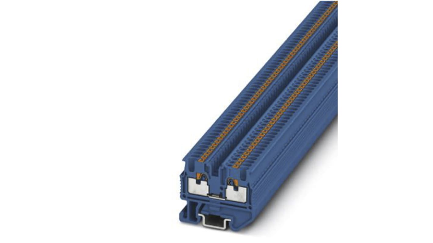 Phoenix Contact MPT 1.5/S BU Series Blue Feed Through Terminal Block, 1.5mm², Single-Level, Push In Termination