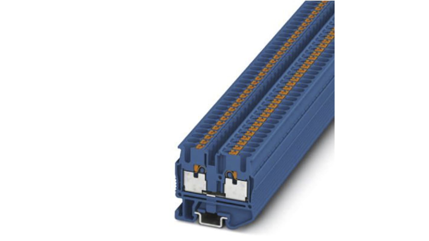 Phoenix Contact MPT 2.5 BU Series Blue Feed Through Terminal Block, 2.5mm², Single-Level, Push In Termination