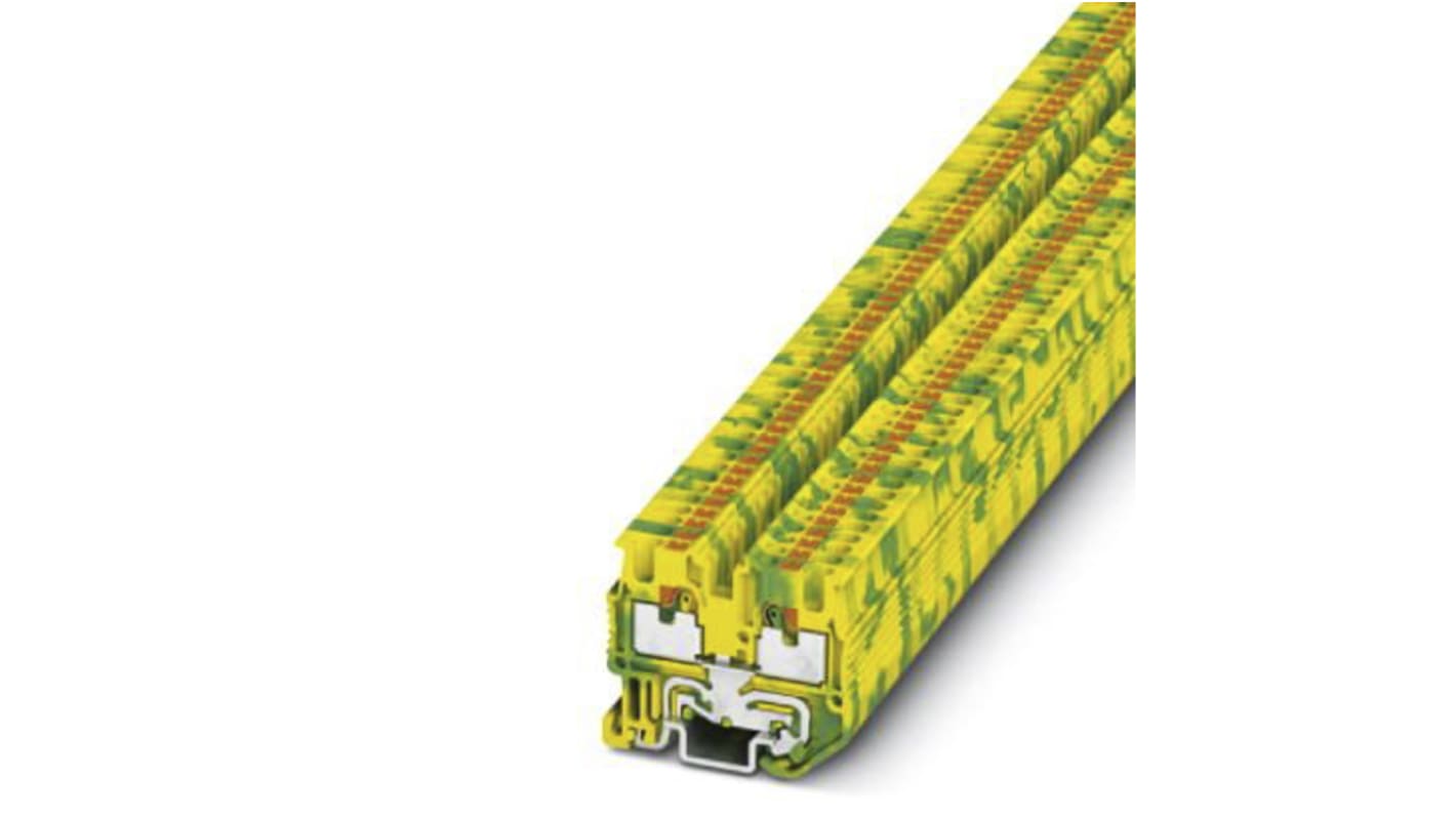 Phoenix Contact MPT 1.5/S-PE Series Green/Yellow Earth Terminal Block, 1.5mm², Single-Level, Push In Termination