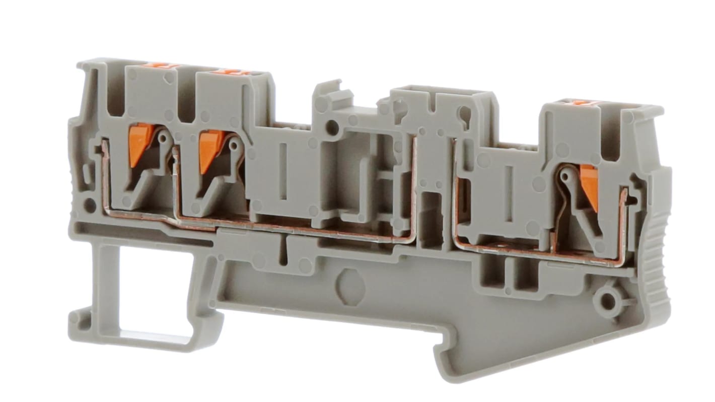 Phoenix Contact PT 2.5-TWIN-TGB Series Grey Disconnect Terminal Block, 2.5mm², Single-Level, Push In Termination