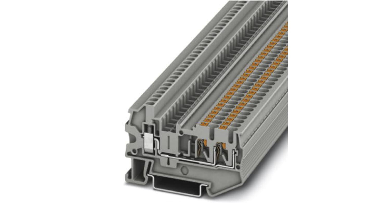 Phoenix Contact PTU 2.5-TWIN Series Grey Feed Through Terminal Block, 2.5mm², Single-Level, Push In Termination