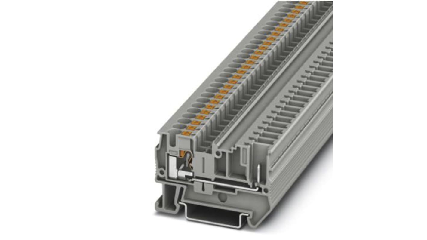 Phoenix Contact PT 4/1P Series Grey Feed Through Terminal Block, Single-Level, Push In Termination