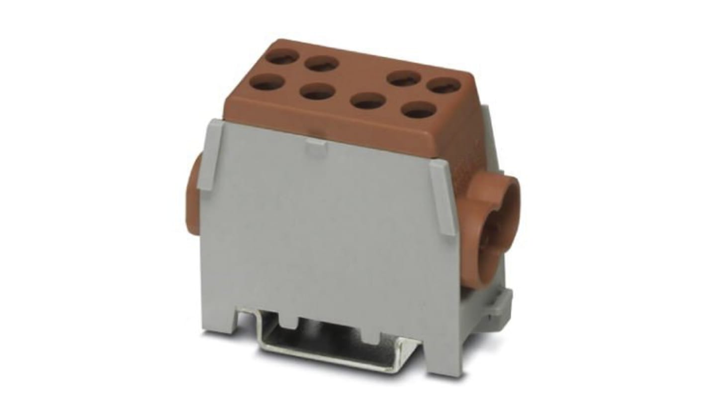 Phoenix Contact UDB 2X35/25 BN Series Brown Non-Fused DIN Rail Terminal, Single-Level, Screw Termination