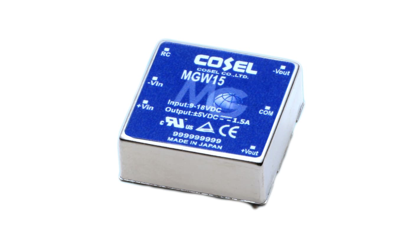 Cosel DC-DC Converter, ±12V dc/ 650mA Output, 18 → 36 V dc Input, 15.6W, Through Hole, +85°C Max Temp -40°C Min