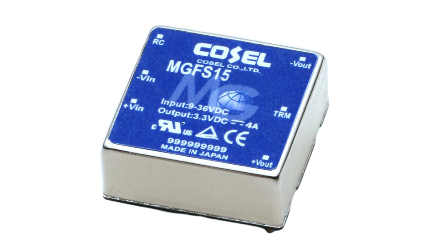 Cosel DC-DC Converter, 5V dc/ 3A Output, 18 → 76 V dc Input, 15W, Through Hole, +85°C Max Temp -40°C Min Temp