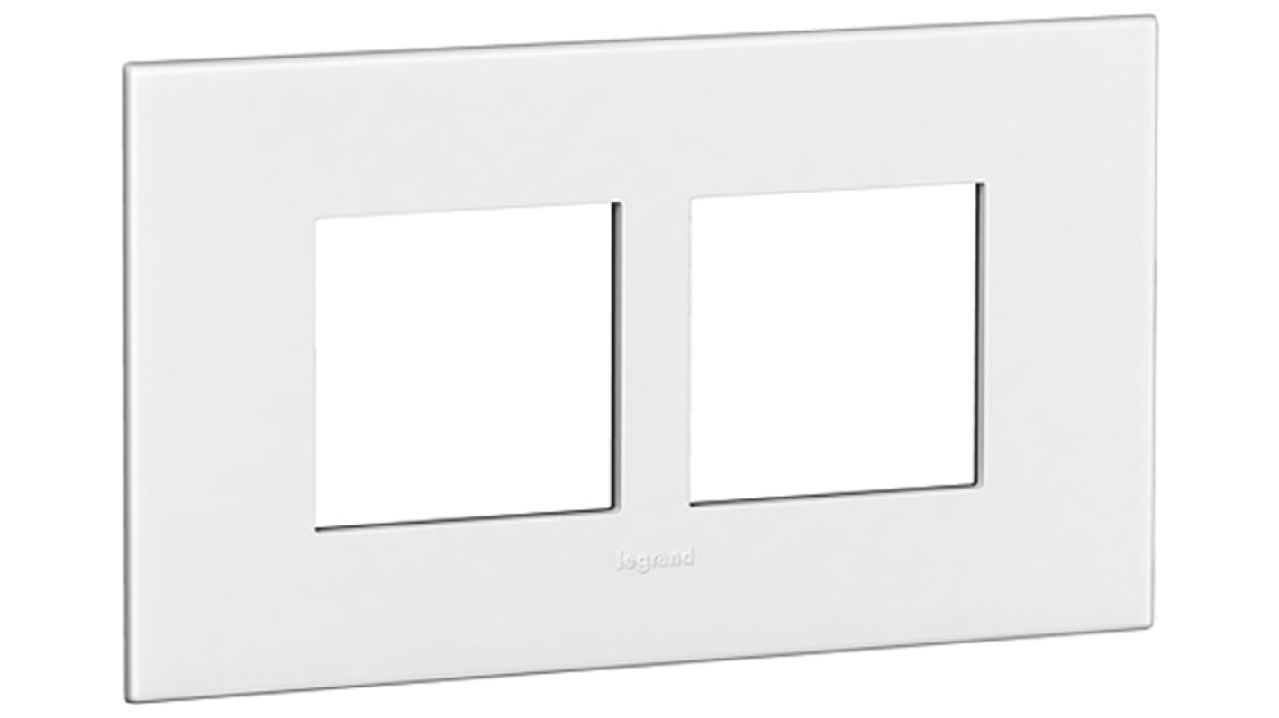 Plaque pour interrupteur Legrand, 2 postes, Blanc, Polycarbonate