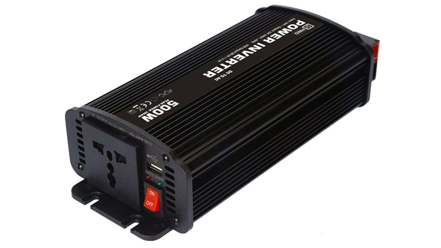 Inverter di potenza RS PRO, ingresso 24V cc, uscita 230V ca, 500W, connettore Universale