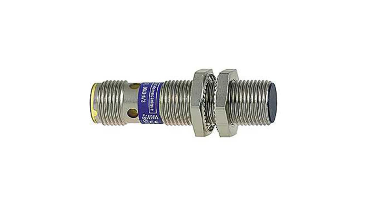 Sensor de proximidad Telemecanique Sensors, M12 x 1, alcance 4 mm, salida NPN, 12 → 24 V dc, IP67, IP69K, 2.5kHz