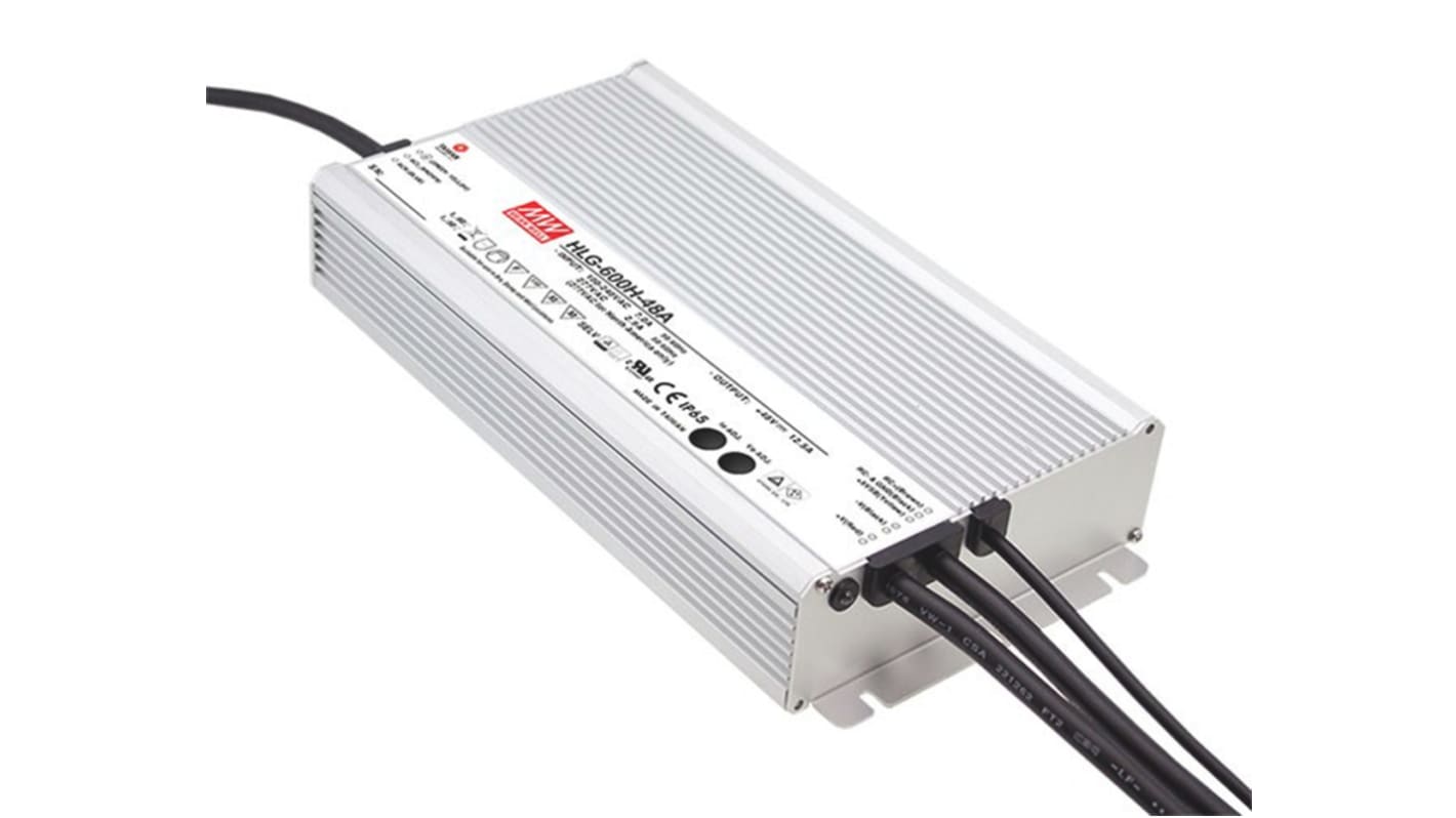 Driver LED tensión constante MEAN WELL, IN: 127 → 431 V dc, 90 → 305 V ac, OUT: 18 → 36V, 16.7A,