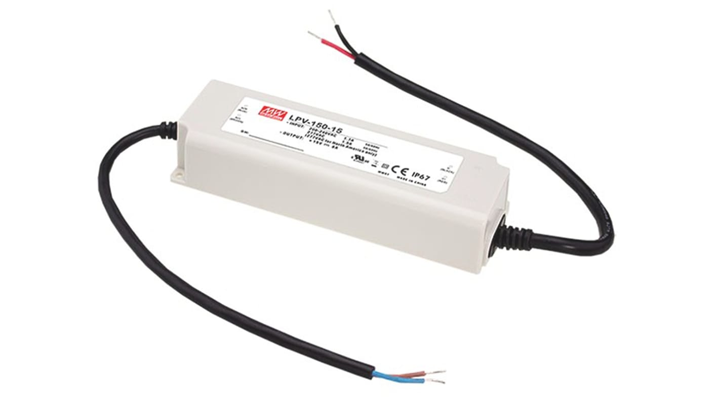 Driver de LED MEAN WELL,sortie 24V 0 → 6.3A, 151.2W, IP67