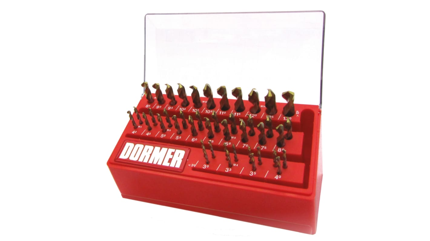 Dormer 43-Piece Twist Drill Bit Set for Multi-Material, 13mm Max, 3mm Min, HSS Bits