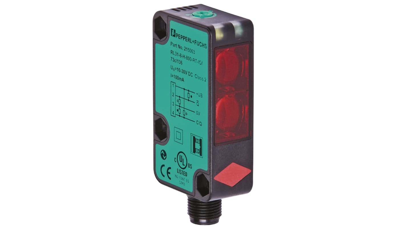 Pepperl + Fuchs Diffuse Photoelectric Sensor, Block Sensor, 2.5 m Detection Range