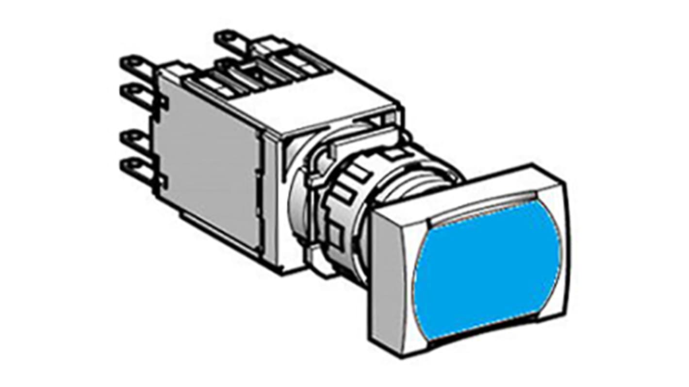 Schneider Electric XB6 Series Illuminated Push Button, Flush Mount, 16.2mm Cutout, IP65