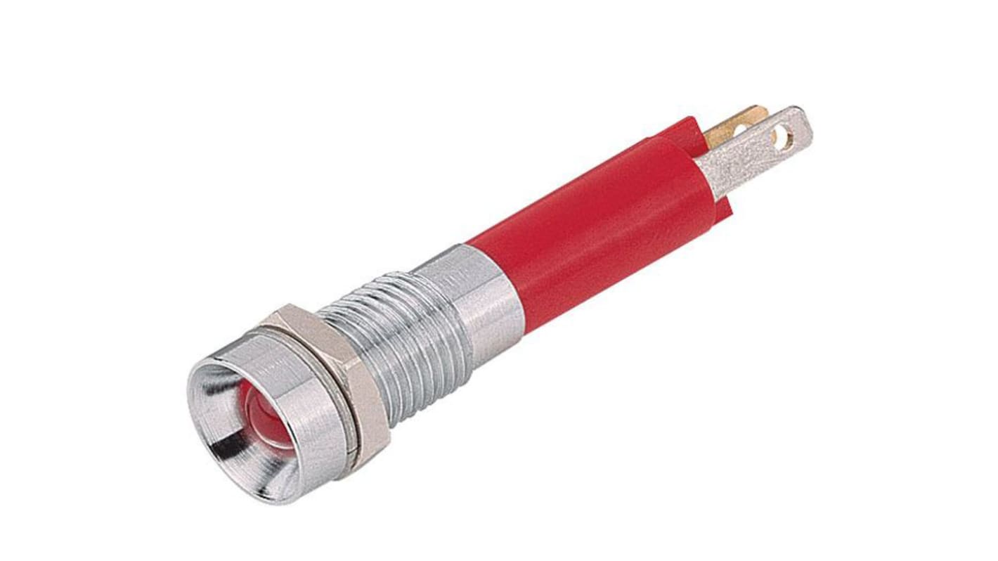 Signal Construct Red Panel Mount Indicator, 24 → 28V, 8mm Mounting Hole Size, Solder Tab Termination