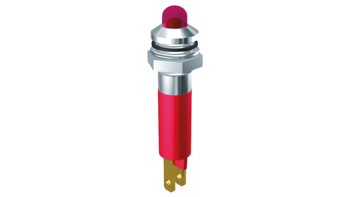 Signal Construct Blue Panel Mount Indicator, 230V, 8mm Mounting Hole Size, Solder Tab Termination