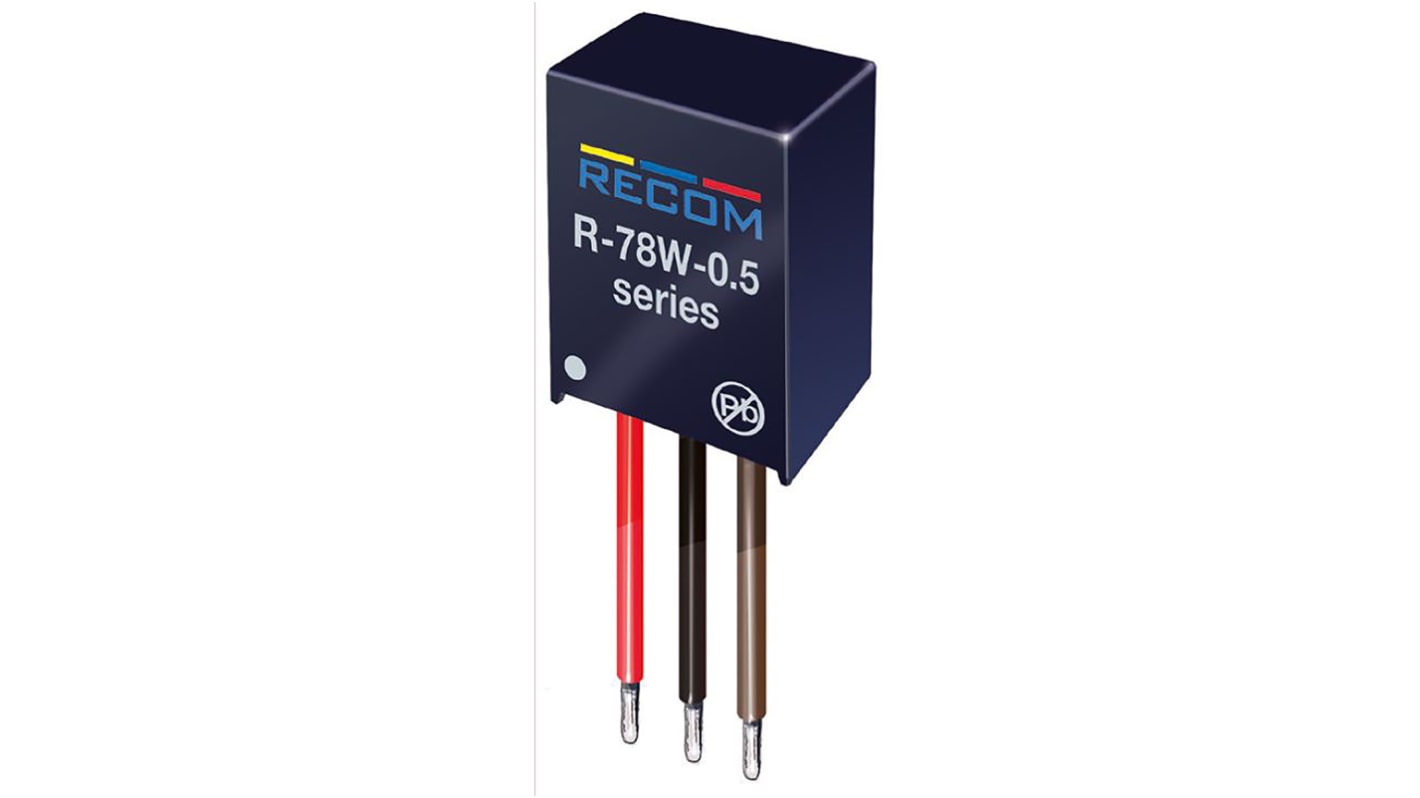 Regolatore switching Recom, ingresso 6.5 → 32V cc, uscita 5V cc, 500mA, 2.5W