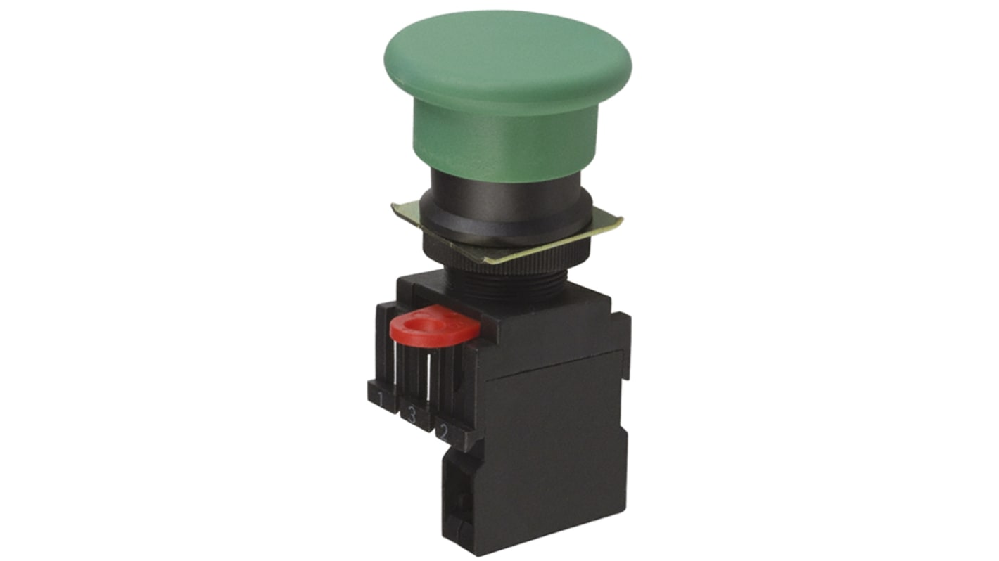 Omron A22 Series Push Button, Panel Mount, 22mm Cutout, SPST, IP65