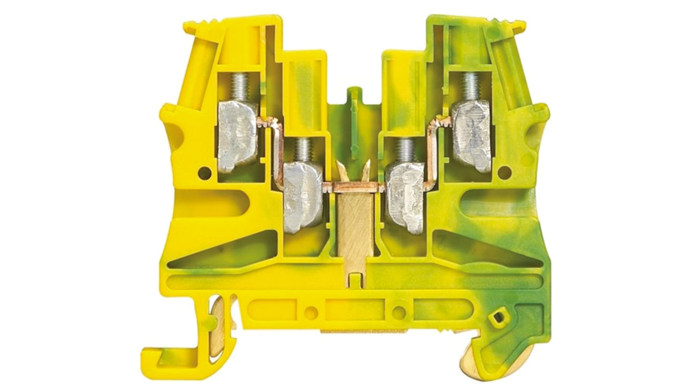 Legrand 371 Series Green, Yellow Feed Through Terminal Block, Screw Termination