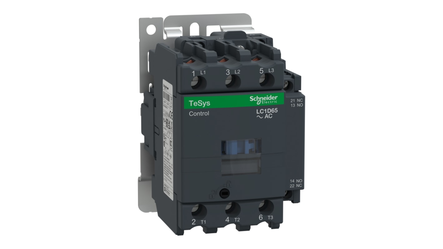 Contattore Schneider Electric, serie LC1D, 3 poli, 3 NA, 65 A, 30 kW, bobina 110 V c.a.