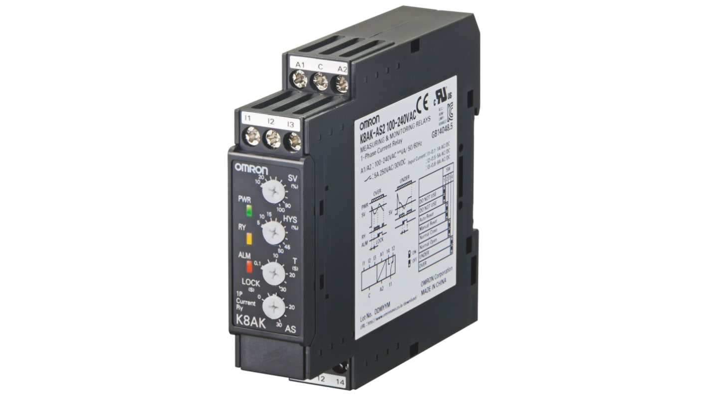 Relè di monitoraggio Corrente Omron K8AK-AS1 100-240VAC serie K8AK-AS, SPDT