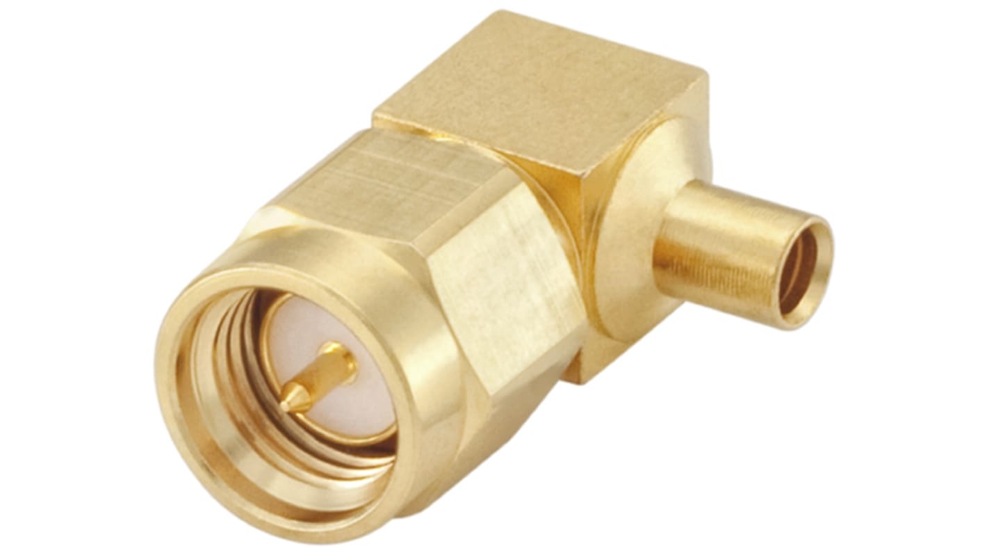 Rosenberger SMA Series, Plug Cable Mount SMA Connector, 50Ω, Solder Termination, Right Angle Body