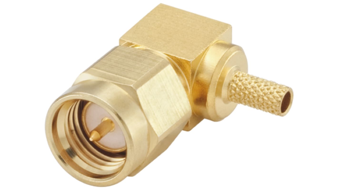 Rosenberger SMA Series, Plug Cable Mount SMA Connector, 50Ω, Crimp Termination, Right Angle Body