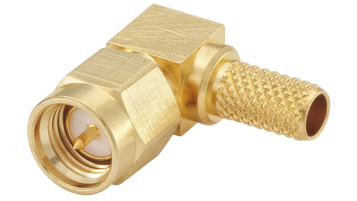 Rosenberger SMA Series, Plug Cable Mount SMA Connector, 50Ω, Crimp Termination, Right Angle Body