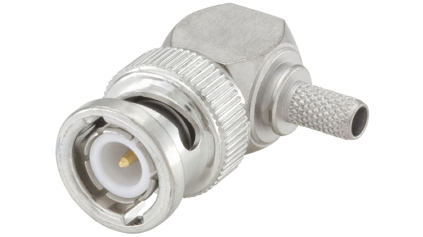 Rosenberger BNC Series, Plug Cable Mount BNC Connector, 50Ω, Crimp Termination, Right Angle Body