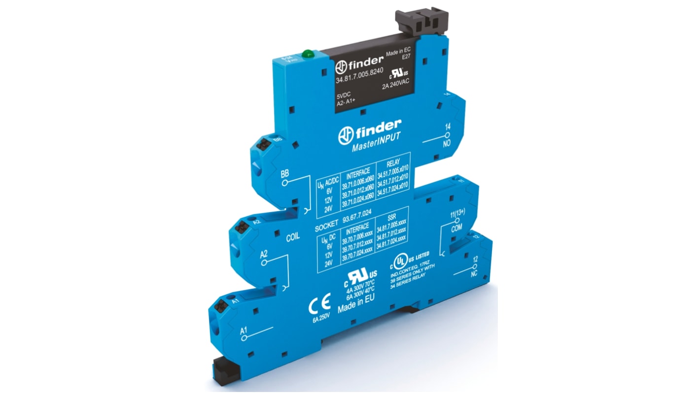 Finder Series 39 Halbleiter-Interfacerelais, 2 A max., DIN-Schienen 19,2 V min. 24 V dc max. / 26,4 V max. DC