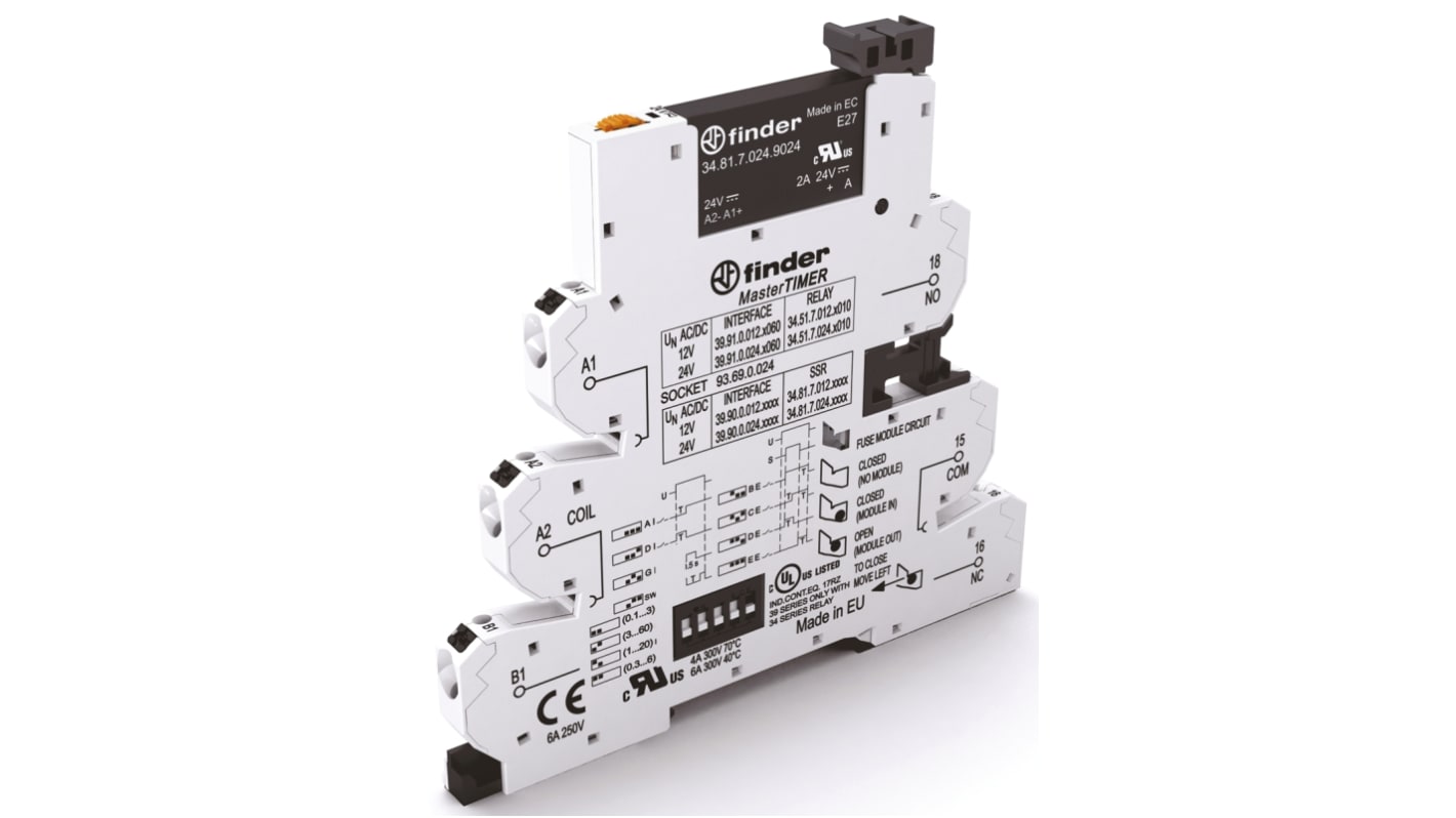 Finder Series 39 Series Solid State Interface Relay, 13.2 V Control, 2 A Load, DIN Rail Mount