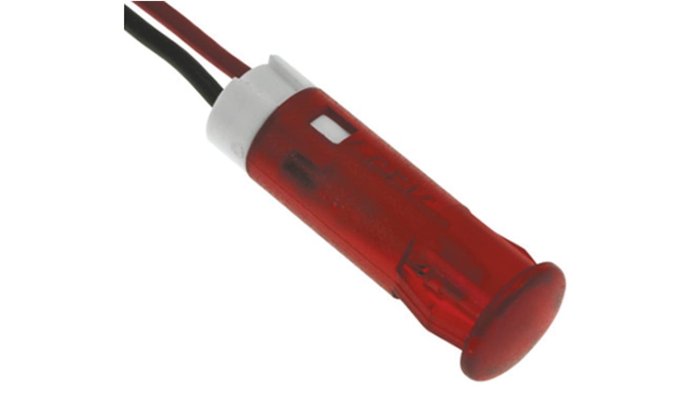 APEM Red Flashing LED Panel Mount Indicator, 12V dc, 6mm Mounting Hole Size, Lead Wires Termination